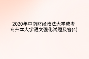 2020年中南财经政法大学成考专升本大学语文强化试题及答案(4)